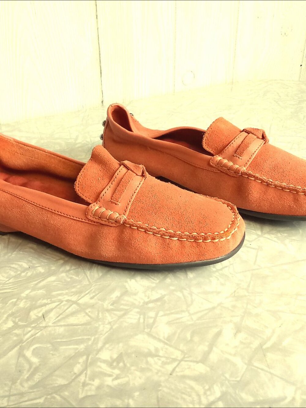 *Studded Soft Salmon Leather Penny Loafers